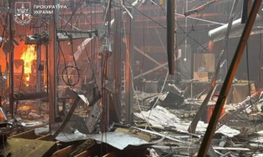 A site of a shopping centre hit by a Russian drones attack