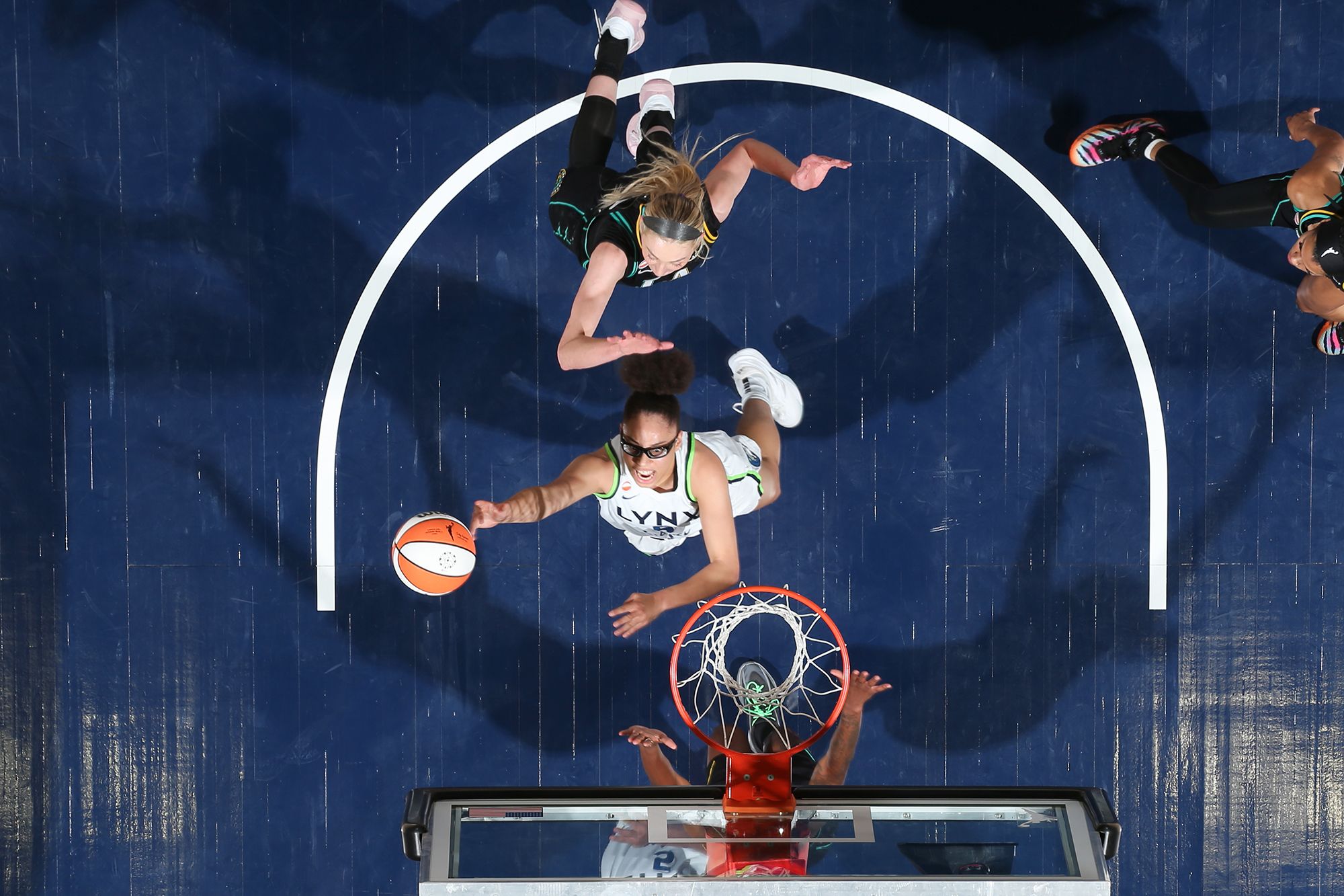 <i>David Sherman/NBAE/Getty Images via CNN Newsource</i><br/>Olivia Miles #5 of the Minnesota Lynx drives to the basket during the game against the Los Angeles Sparks on August 6