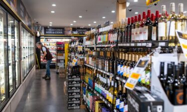 Shelves of wine at a liquor store in Victoria
