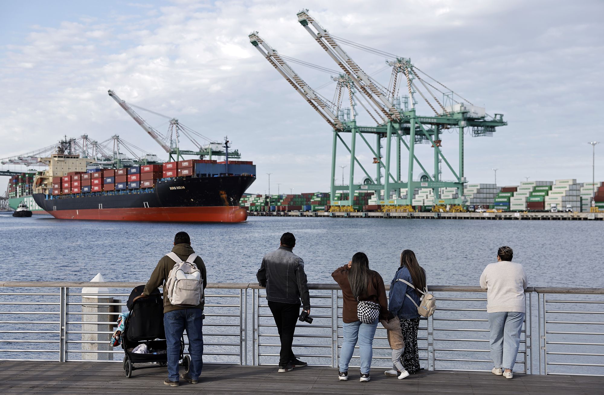 <i>Mario Tama/Getty Images via CNN Newsource</i><br/>A container ship departs from the Port of Los Angeles. The Trump administration has refunded about $100 billion in tariffs to importers and shippers so far