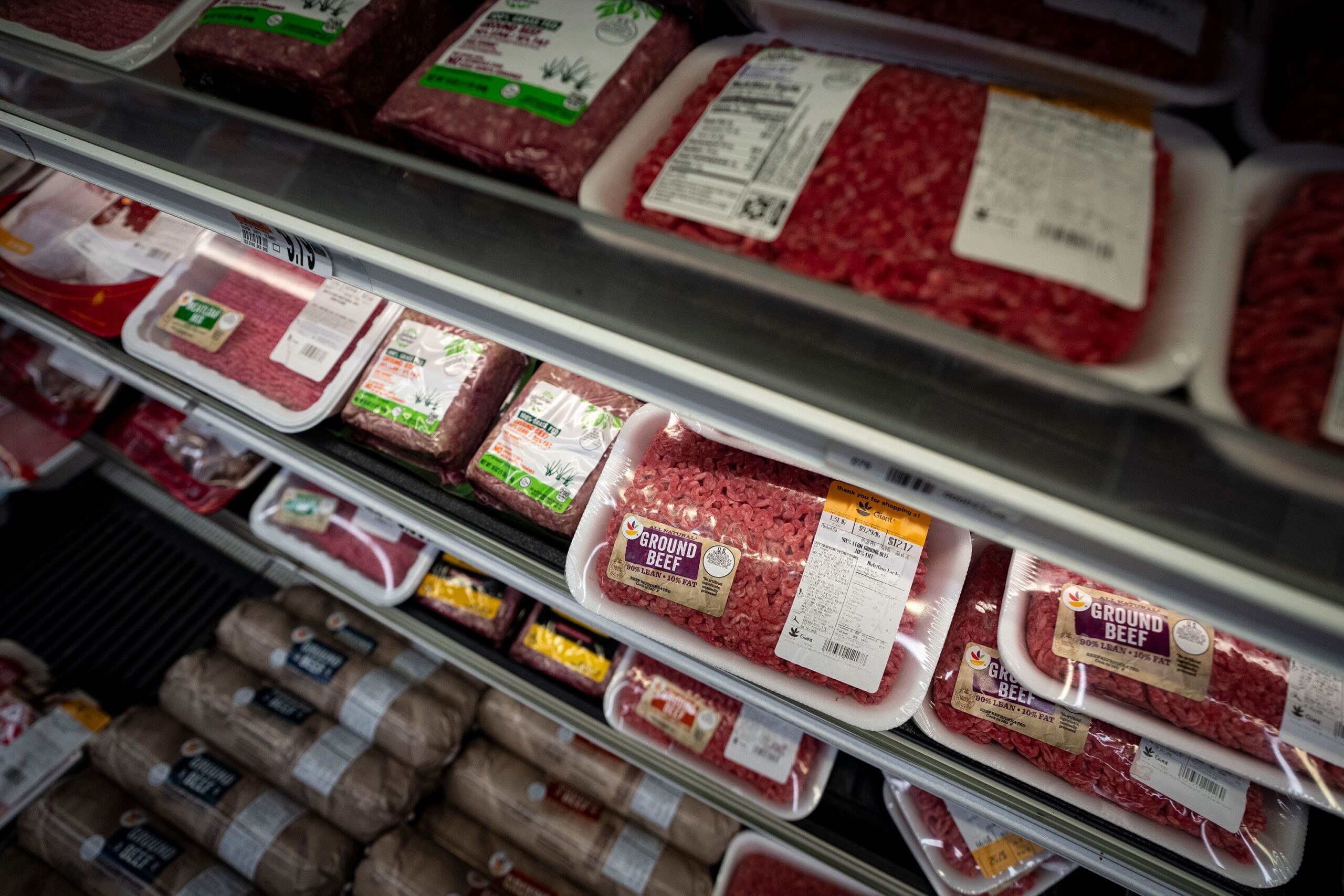 <i>Al Drago/Getty Images/File via CNN Newsource</i><br/>Ground beef is pictured for sale at a grocery store on July 9