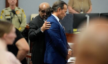 Duane Davis looks on during the trial at Clark County District Court in Las Vegas on August 25.