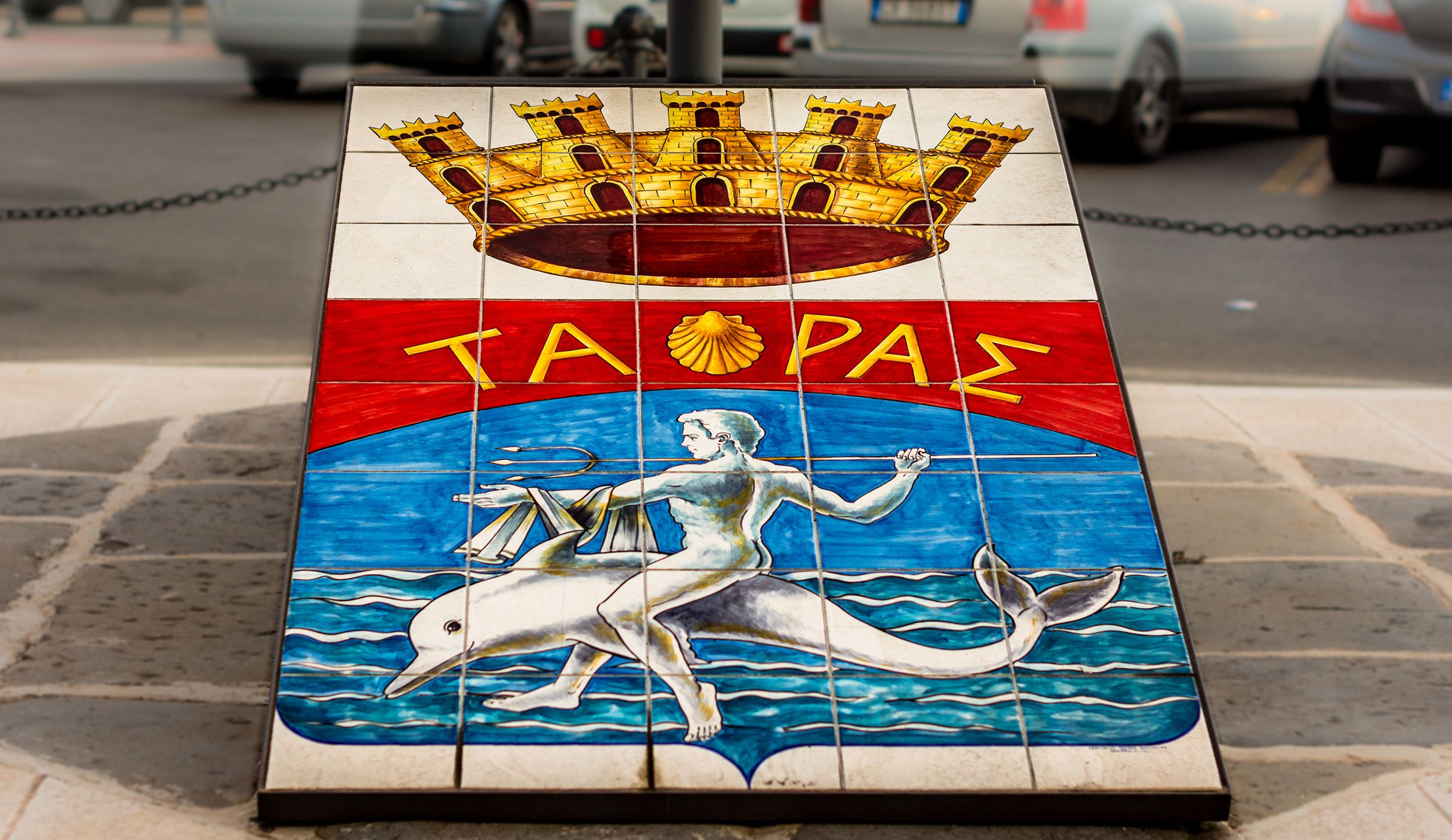 <i>Ilyalisse/iStock Unreleased/Getty Images via CNN Newsource</i><br/>Taranto's coat of arms celebrates the legend of how the city's founder