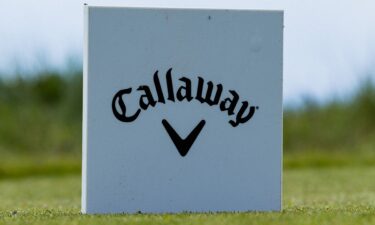 Callaway branding is seen on course during a PGA event at the Royal Dornoch Golf Club in Dornoch
