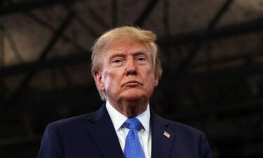 President Donald Trump departs after delivering remarks at the David S. Mack Center for Training and Intelligence in Garden City