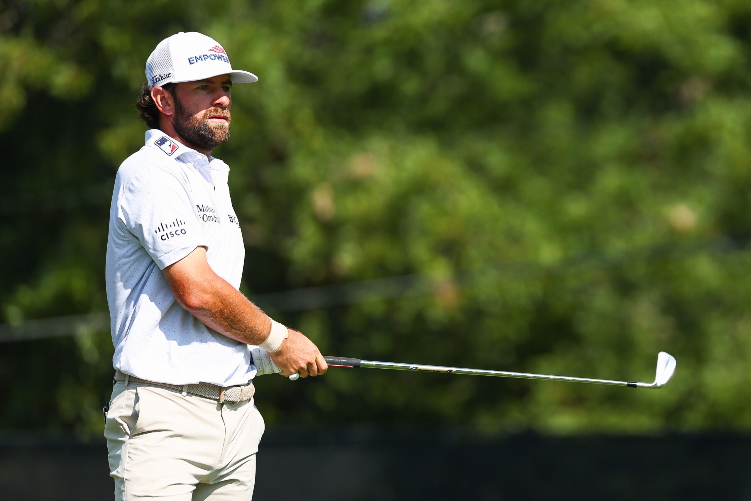 <i>Jonathan Bachman/Getty Images via CNN Newsource</i><br/>Young lines up a putt on the eighth green during the second round of the Tour Championship 2026 at East Lake Golf Club in Atlanta