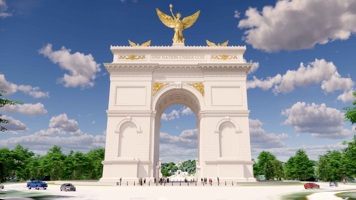 <i>US Commission of Fine Arts via CNN Newsource</i><br/>President Donald Trump’s proposed 250-foot triumphal arch will have “adverse” effects on dozens of historical landmarks