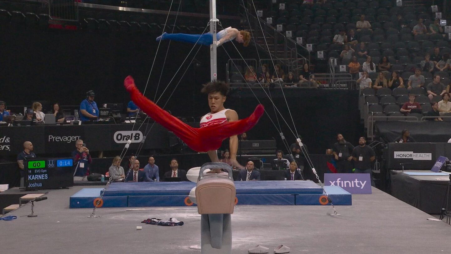 <i>NBC Olympics</i><br/>Athletes compete in the 2026 U.S. Gymnastics Championships.