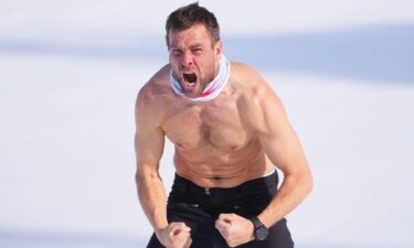 Benjamin Karl (Austria)  celebrate during the Mens Parallel Giant Slalom Snowboard competition on Day 2 of the Milano Cortina 2026 Winter Olympic games at Livigno Snow Park on February 8
