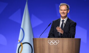 President of the Organizing Committee for the Alpes 2030 Winter Olympics Edgar Grospiron speaks during an extraordinary session of the International Olympic Committee (IOC) in Lausanne on June 25