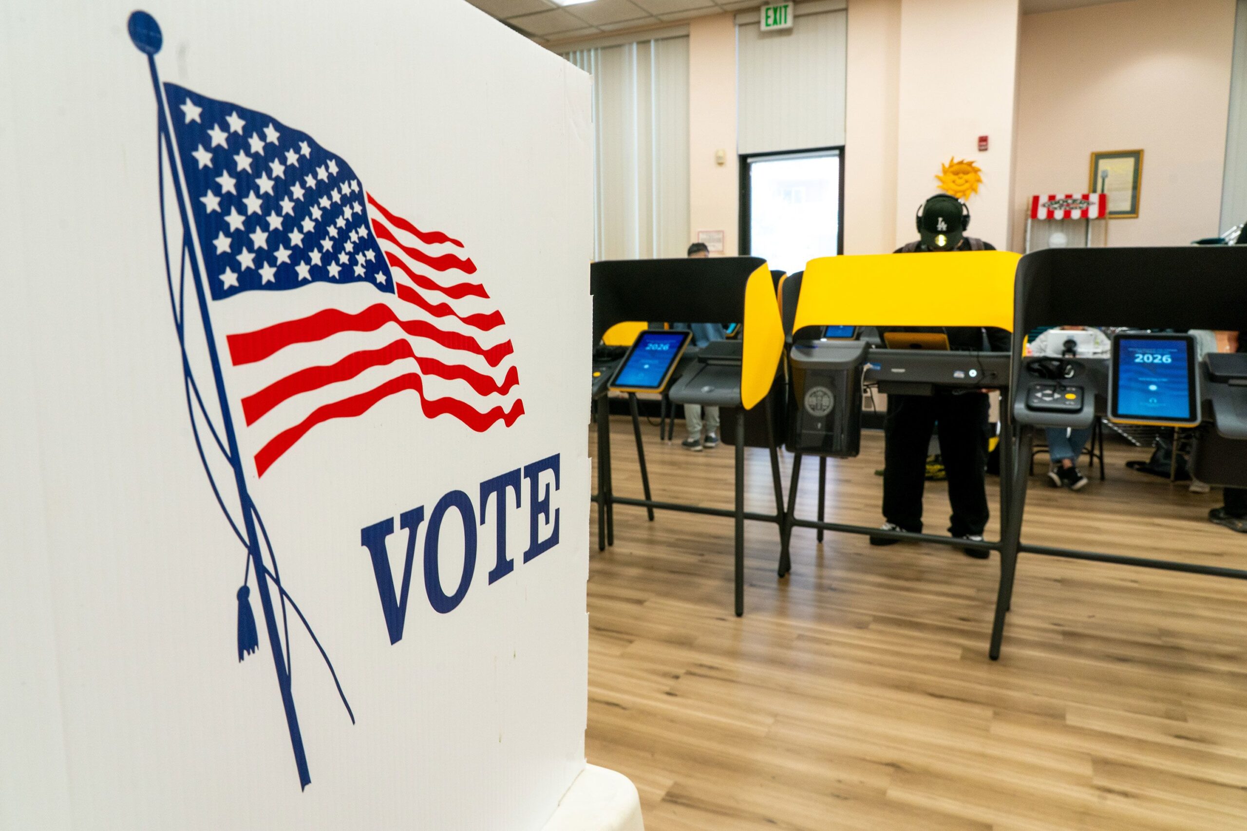 <i>Kyle Grillot/Bloomberg via Getty Images via CNN Newsource</i><br/>A voter casts their ballot during a primary election in Los Angeles on June 2.