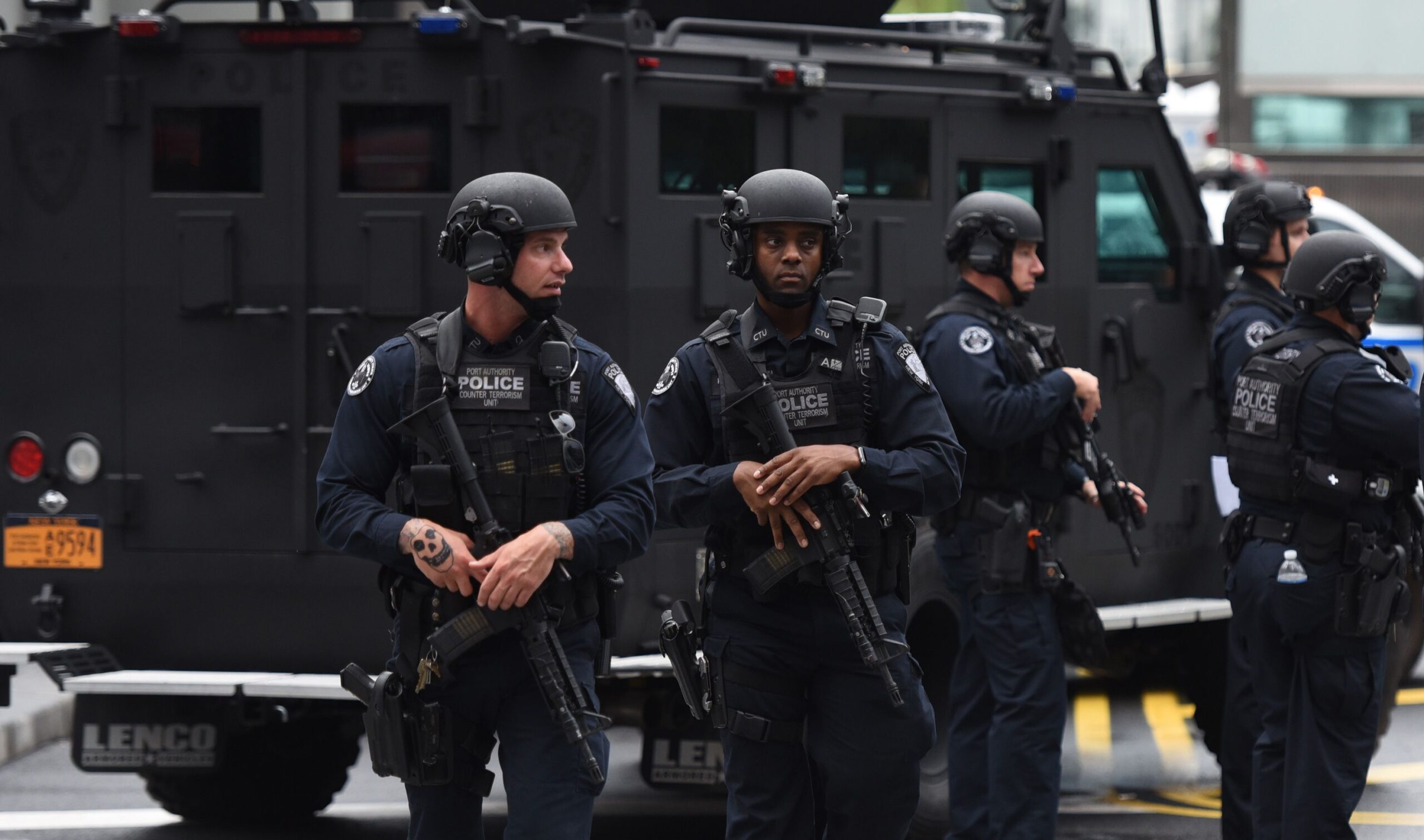 <i>Mark Ralston/AFP/Getty Images via CNN Newsource</i><br/>Members of the FBI Joint Terrorism Task Force stand by to provide security for the Gay Pride Parade on June 12