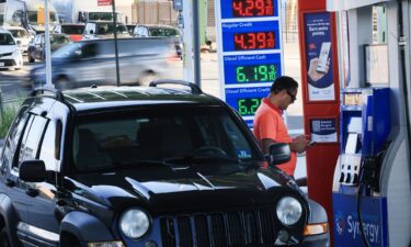 Gas prices are displayed at a Brooklyn gas station on September 4