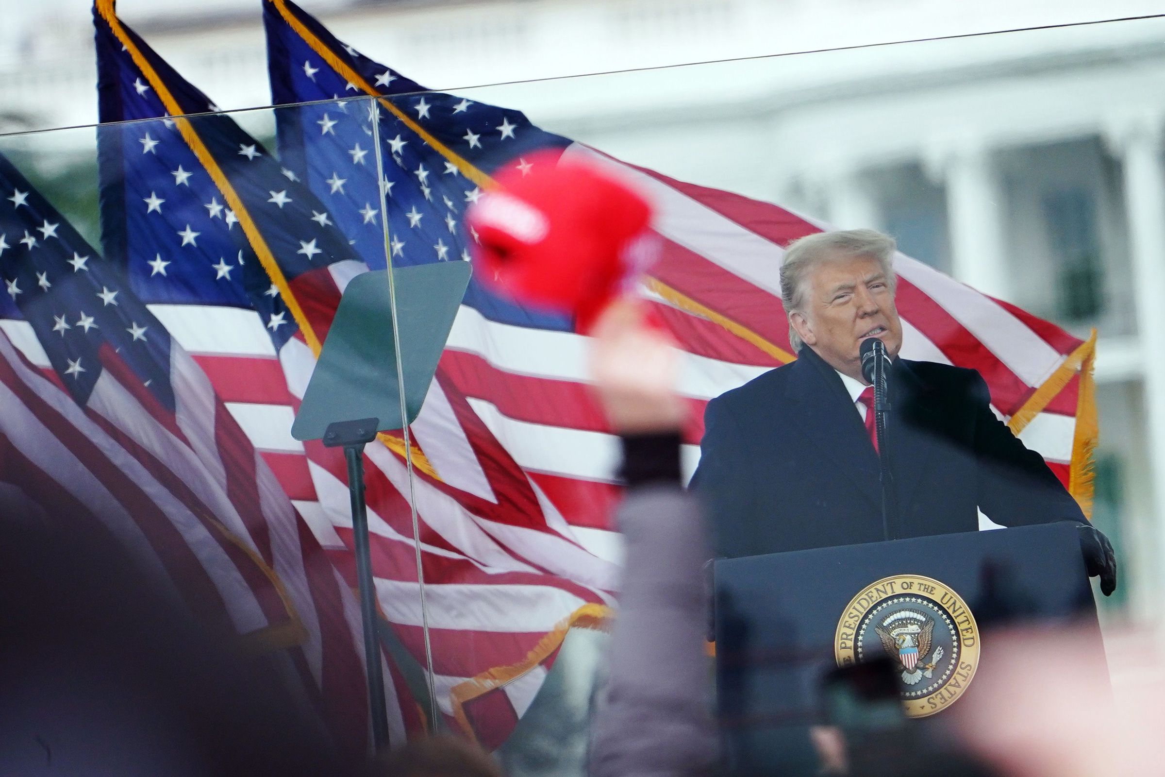 <i>Mandel Ngan/AFP/Getty Images via CNN Newsource</i><br/>US President Donald Trump speaks to supporters from The Ellipse near the White House on January 6