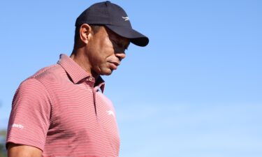 Tiger Woods looks on from the 18th green during the final round of The Genesis Invitational 2026 at Riviera Country Club on February 22 in Pacific Palisades