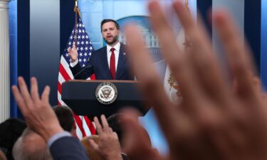 Vice President JD Vance takes questions from reporters during a news briefing in the Brady Press Briefing Room of the White House on September 3.