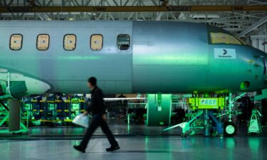 A Bombardier Global 8000 jet during an entry-into-service celebration event at the Bombardier Aircraft Assembly Centre in Mississauga