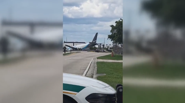 <i>Alvaro Maldonado/Facebook via CNN Newsource</i><br/>An aircraft that appears to belong to Amazon went off the runway at Miami International Airport on Sunday