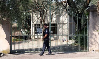A police officer pictured outside the Renoir Museum in Cagnes-sur-Mer