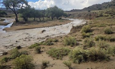 Flooding is seen in the Crownpoint District of New Mexico in an image posted by the Navajo Police Department on Tuesday.