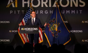 Pennsylvania Gov. Josh Shapiro delivers the keynote speech during the AI Horizons Summit at Bakery Square on September 17