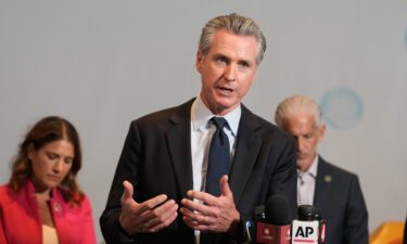 California Gov. Gavin Newsom speaks at an event in Sausalito