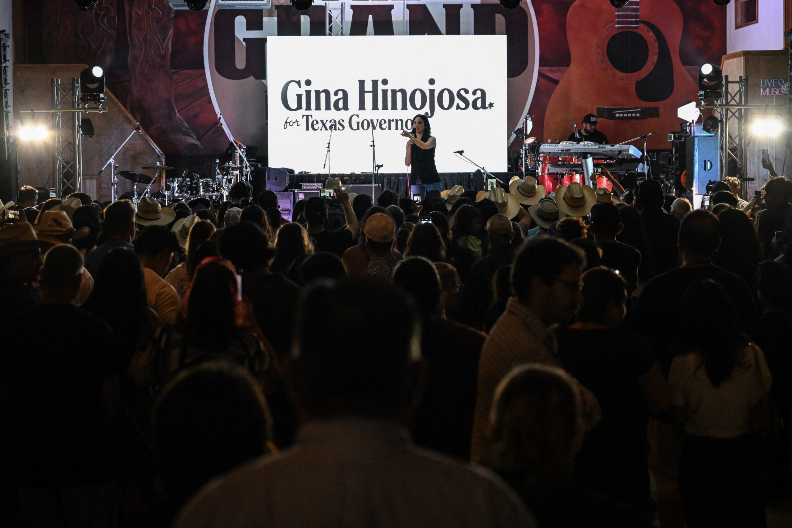 <i>Ronaldo Schemidt/AFP/ Getty Images via CNN Newsource</i><br/>Texas Democratic gubernatorial candidate Gina Hinojosa speaks during a campaign rally as part of the 
