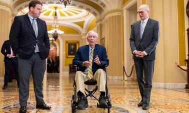 Sen. Mitch McConnell of Kentucky arrives for a vote at the US Capitol on September 14.