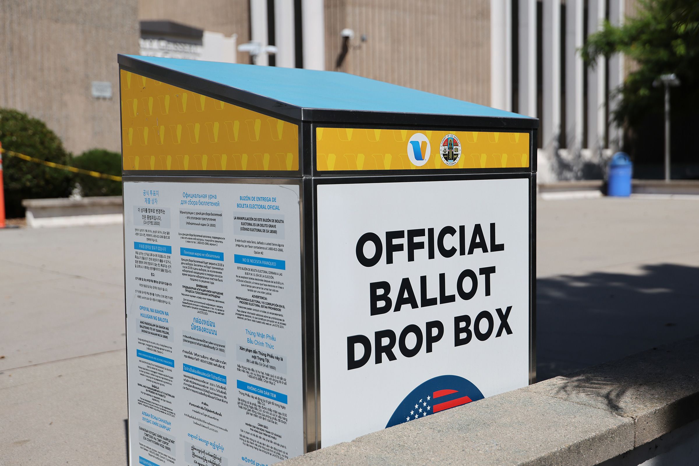 <i>Alex Wong/Getty Images via CNN Newsource</i><br/>President Donald Trump speaks after signing an executive order attempting to limit mail-in voting