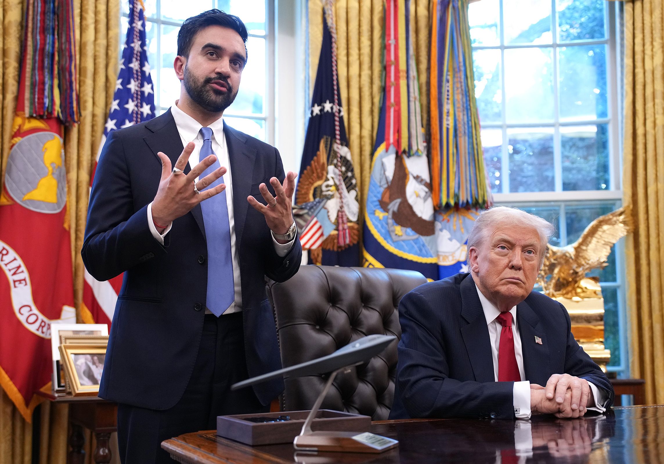 <i>Andrew Harnik/Getty Images via CNN Newsource</i><br/>President Donald Trump meets with Zohran Mamdani