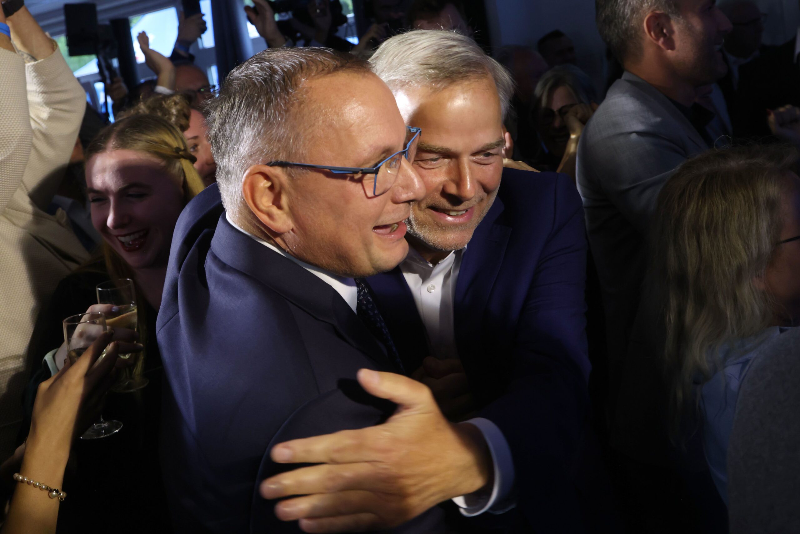 <i>Sean Gallup/Getty Images via CNN Newsource</i><br/>AfD party co-leader Tino Chrupalla and Leif-Erik Holm
