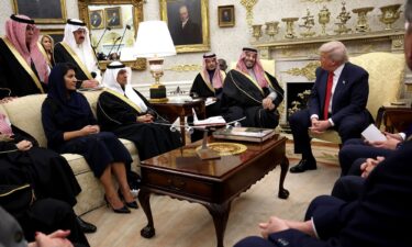 US President Donald Trump speaks during a bilateral meeting with Crown Prince Mohammed bin Salman of Saudi Arabia in the Oval Office of the White House on November 18