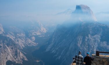 Smoke from the Dome Fire is seen at Yosemite National Park in an image released on September 18