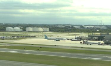 Grounded planes are seen at Philadelphia International Airport on September 21