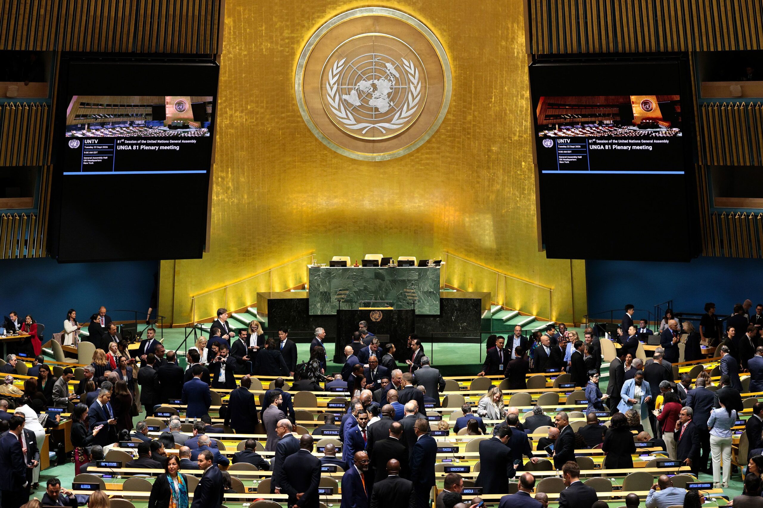 <i>Michael M. Santiago/Getty Images via CNN Newsource</i><br/>Delegates arrive to the 81st session of the United Nations General Assembly at the UN Headquarters in New York on Tuesday.
