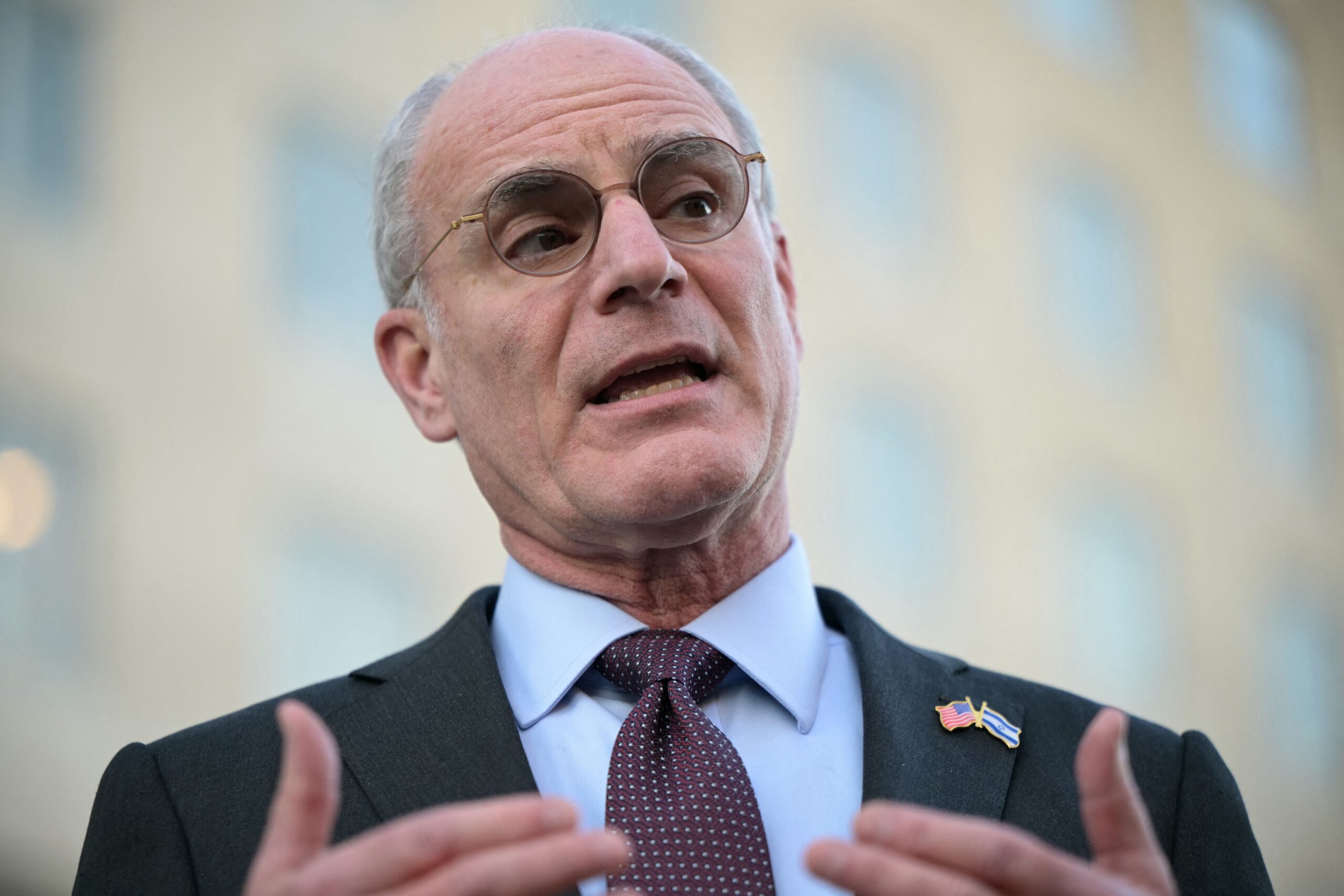 <i>Oliver Contreras/AFP/Getty Images/File via CNN Newsource</i><br/>Israeli Ambassador to the US Yechiel Leiter speaks to reporters in Washington