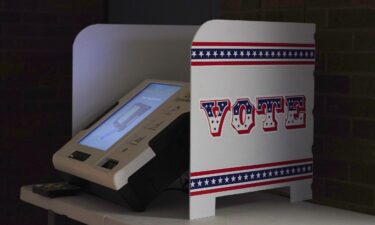 A voting booth sits at a polling station in Milwaukee