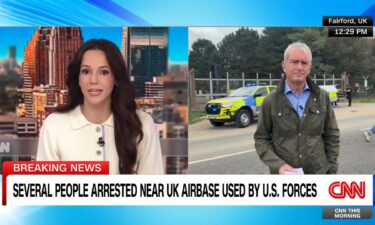 British counter-terrorism police are leading an investigation after several men were arrested on suspicion of explosives offenses near an air base used by US forces. CNN's Nic Robertson reports.