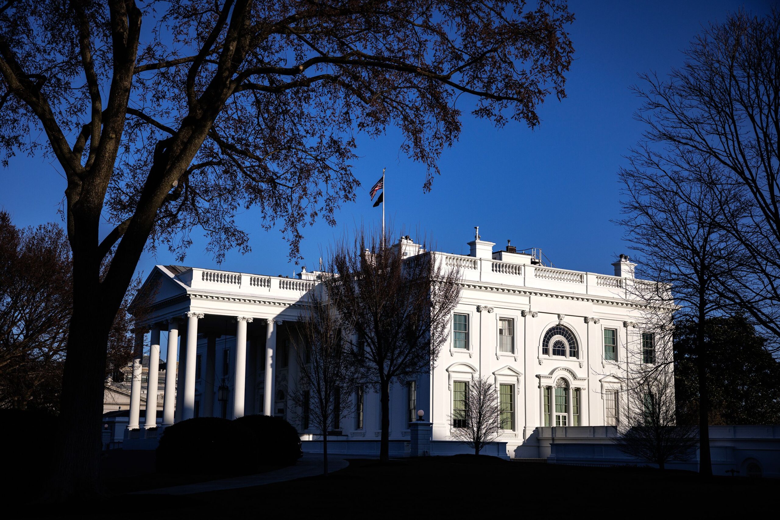 <i>Samuel Corum/Getty Images via CNN Newsource</i><br/>The White House is seen on March 9