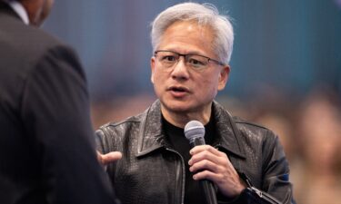 Nvidia CEO Jensen Huang speaks during the keynote address at Salesforce's Dreamforce conference on September 15 in San Francisco.