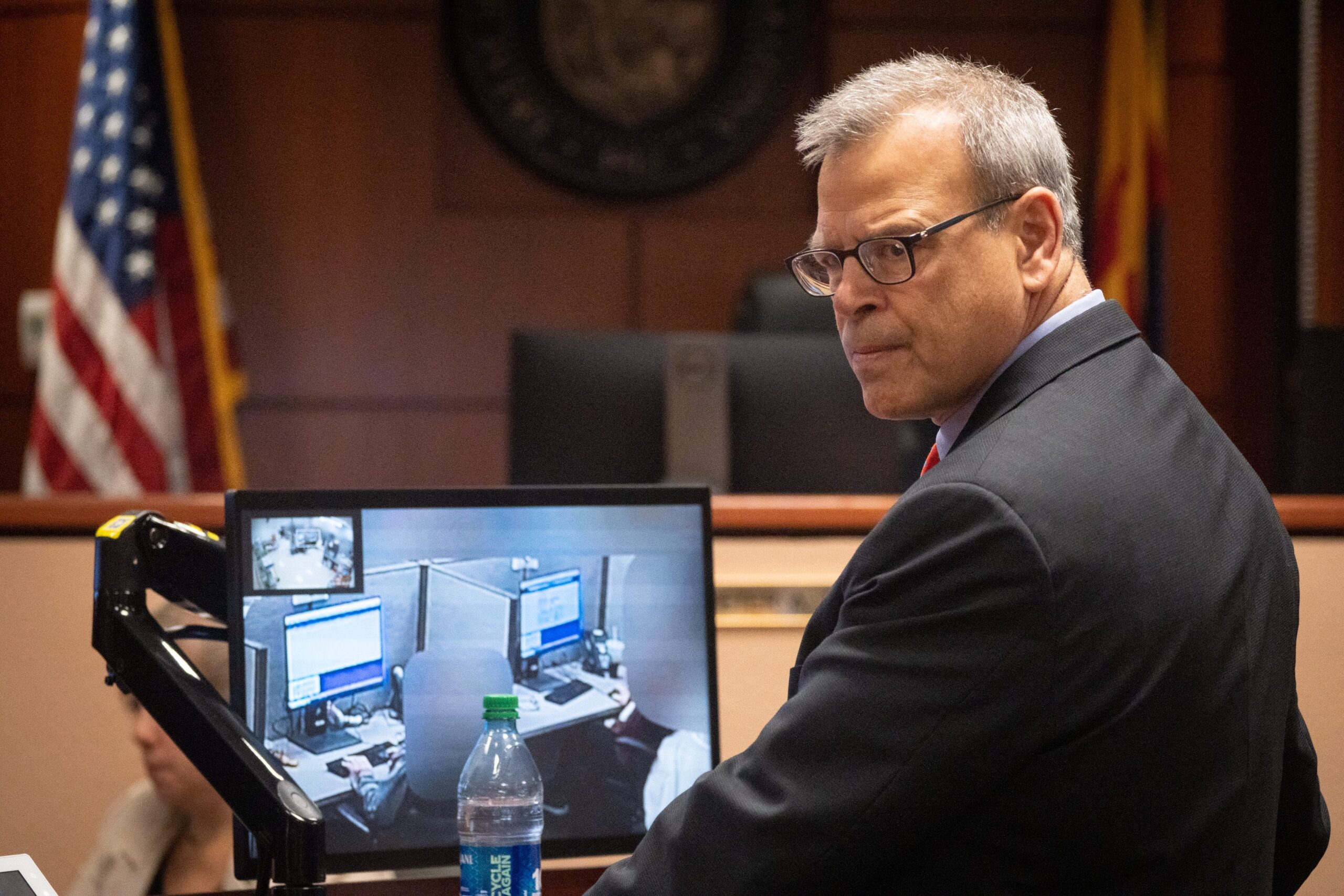 <i>Mark Henle/The Republic/USA Today Network/Imagn Images/File via CNN Newsource</i><br/>Attorney Kurt Olsen during his opening statement in Kari Lake's election challenge trial on May 17