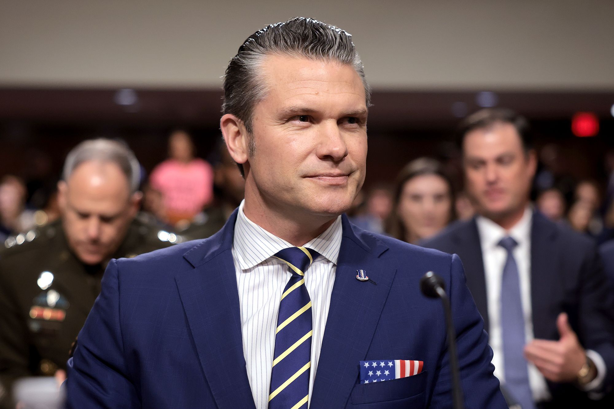 <i>Kayla Bartkowski/Getty Images via CNN Newsource</i><br/>Secretary of Defense Pete Hegseth arrives to testify before the Senate Armed Services Committee in the Dirksen Senate Office Building on June 18