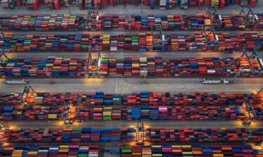 Containers are seen at the container terminal of Nanjing Port