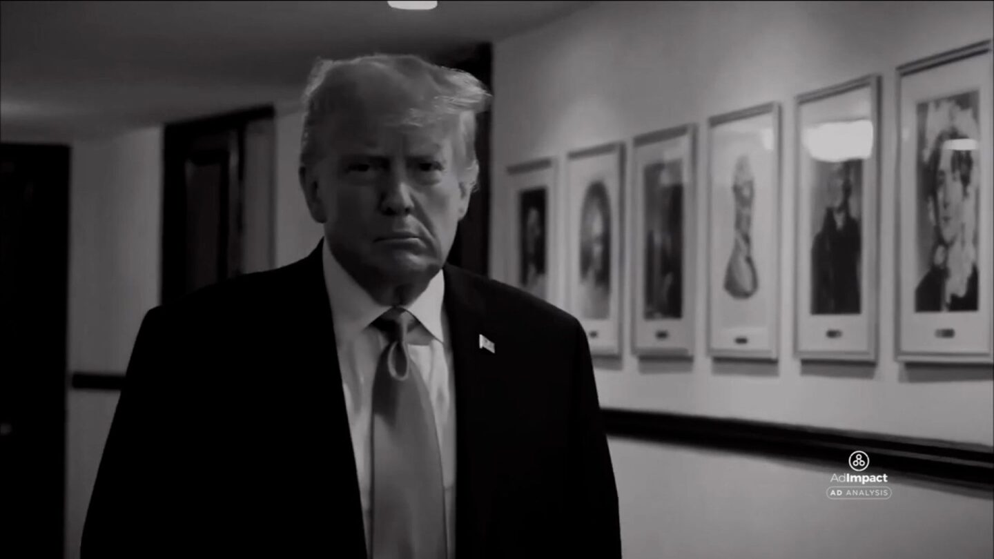 <i>US Government via CNN Newsource</i><br/>President Donald Trump appears in a television ad.