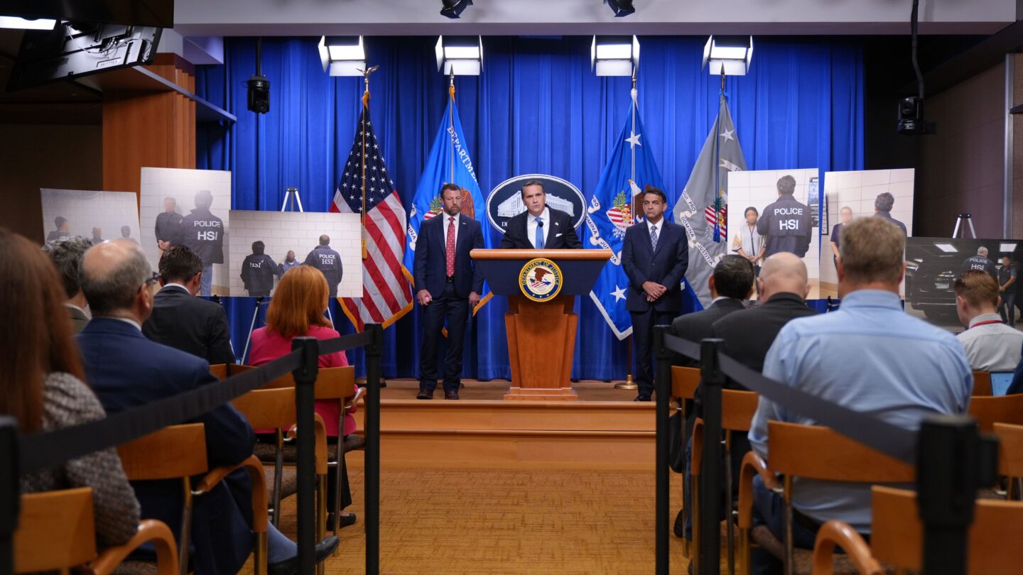<i>Jacquelyn Martin/AP via CNN Newsource</i><br/>Attorney General Todd Blanche speaks during a news conference at the Department of Justice on September 30 in Washington