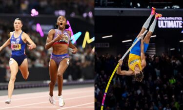 Athletes compete at the 2026 World Athletics Ultimate Championship in Budapest