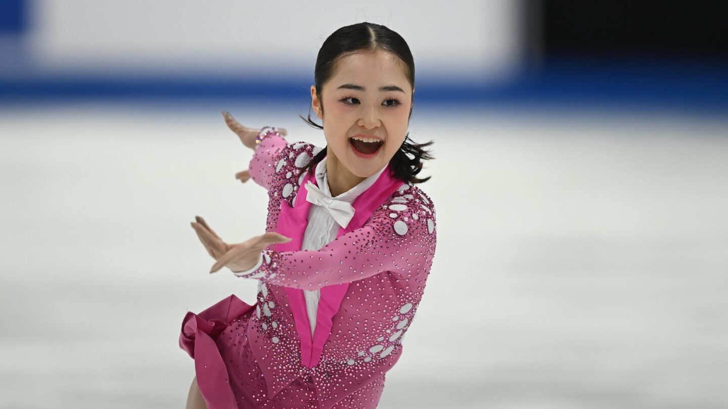 Shimada Mao of Japan competes during the women's short program at the ISU Figure Skating Junior World Championships in Tallinn