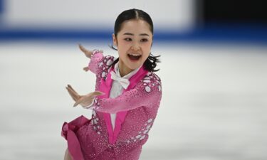 Shimada Mao of Japan competes during the women's short program at the ISU Figure Skating Junior World Championships in Tallinn