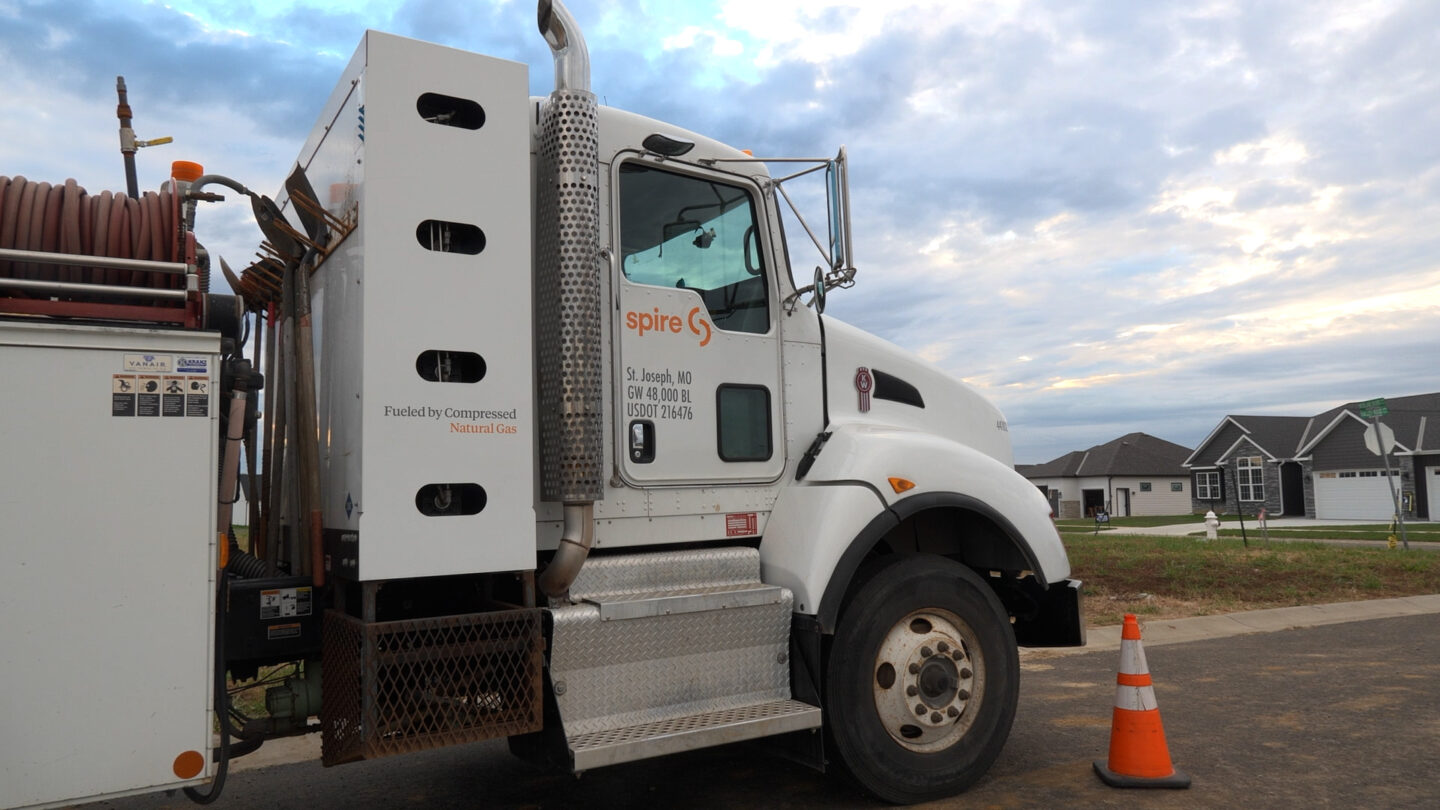 One of spire utility trucks parked in the community.