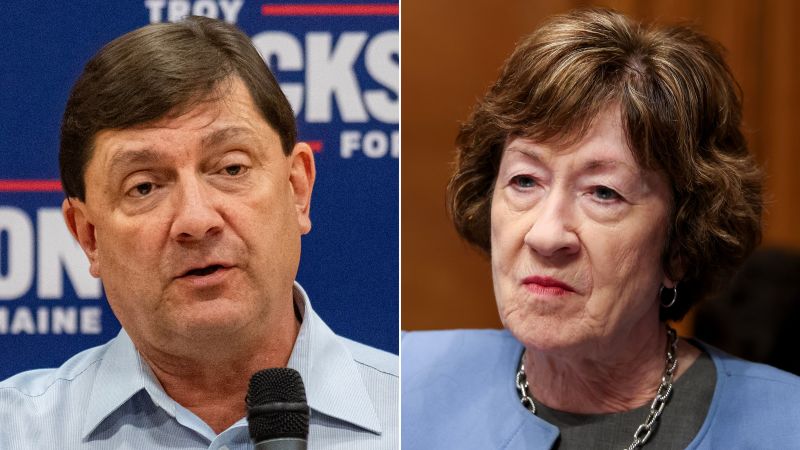<i>Getty Images via CNN Newsource</i><br/>GOP Sen. Susan Collins and her Democratic challenger